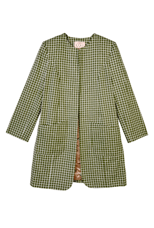 SAMPLE Buru x Megan Stokes Walking Coat - Olive Windowpane