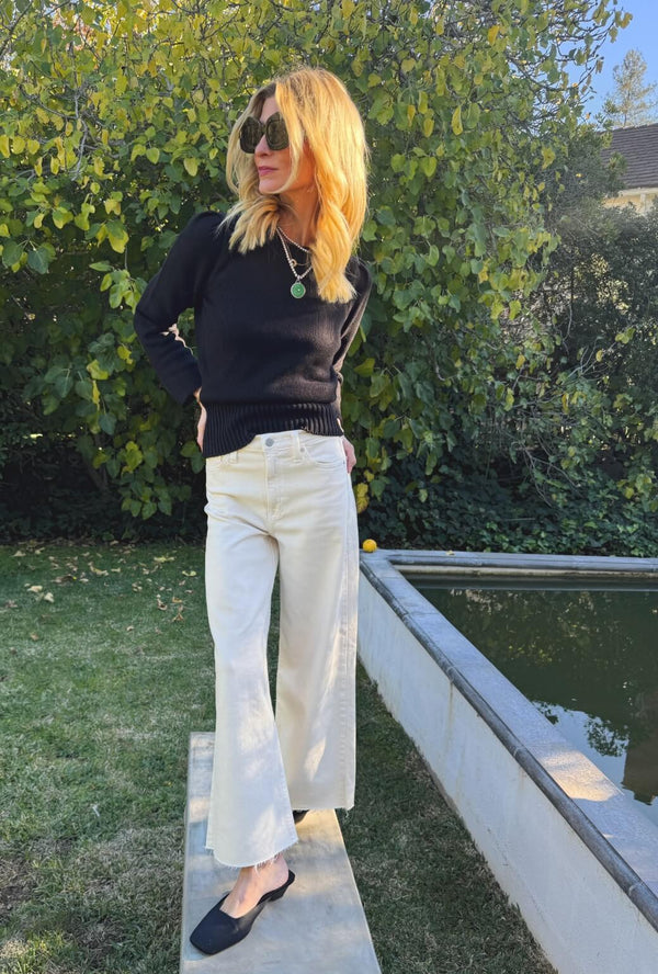 Wide Leg Jeans - Ivory