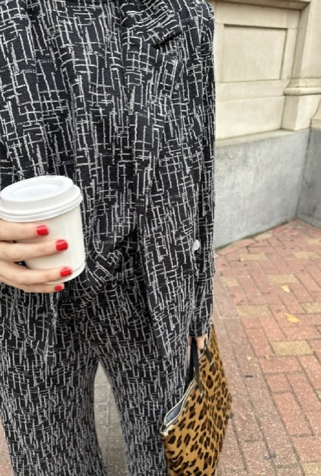 SAMPLE - BURU x Val Wide Leg Knit Trouser - Black Geo Knit