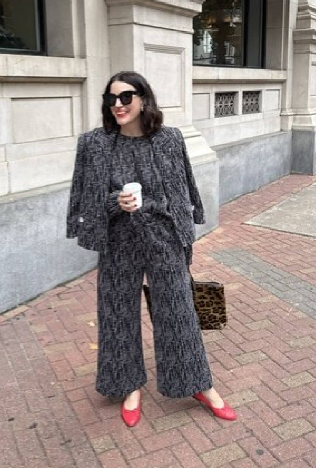 SAMPLE - BURU x Val Wide Leg Knit Trouser - Black Geo Knit