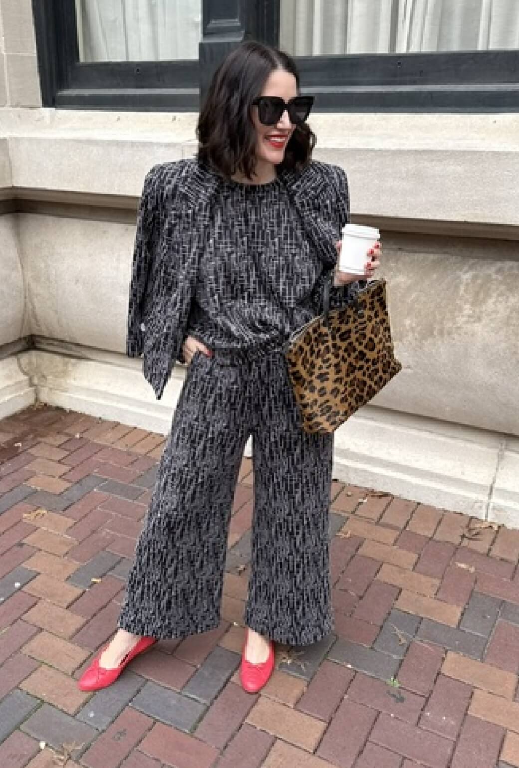 SAMPLE - BURU x Val Wide Leg Knit Trouser - Black Geo Knit