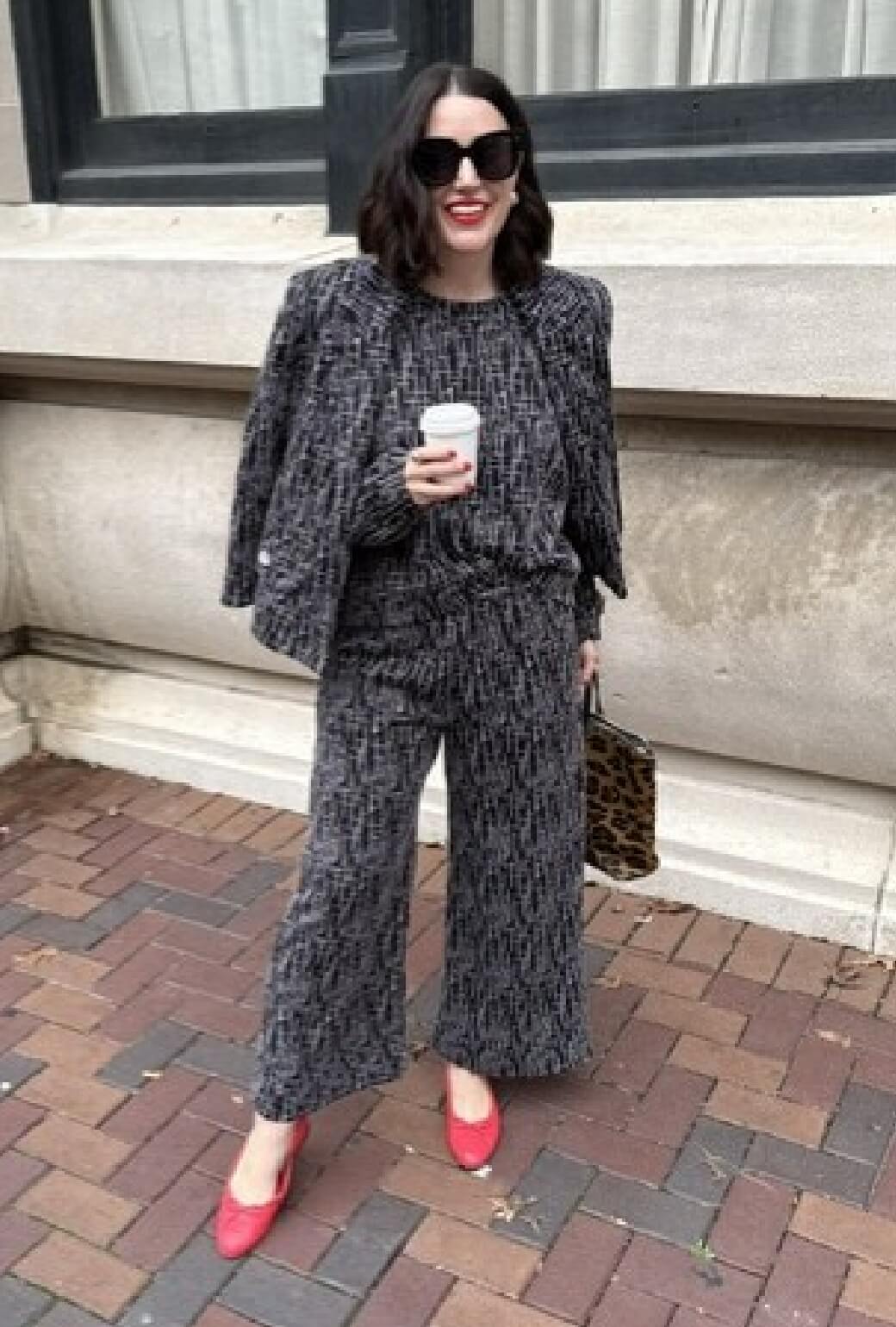 SAMPLE - BURU x Val Wide Leg Knit Trouser - Black Geo Knit
