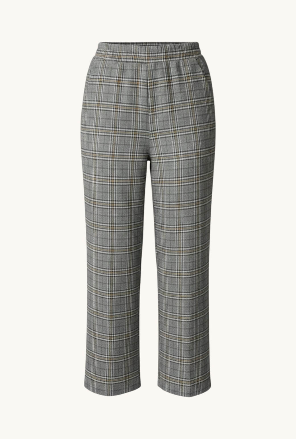 Wide Leg Knit Trouser - Black & Gold Glen Plaid Knit