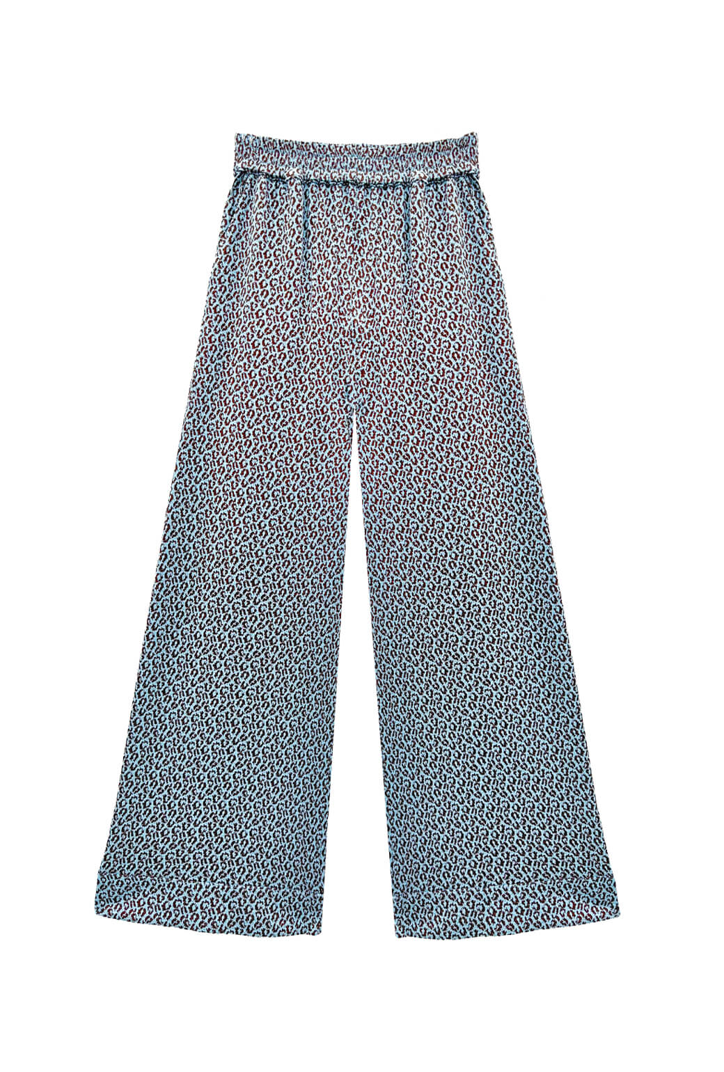 Wide Leg Knit Trouser - Blue & Brown Cheetah Knit