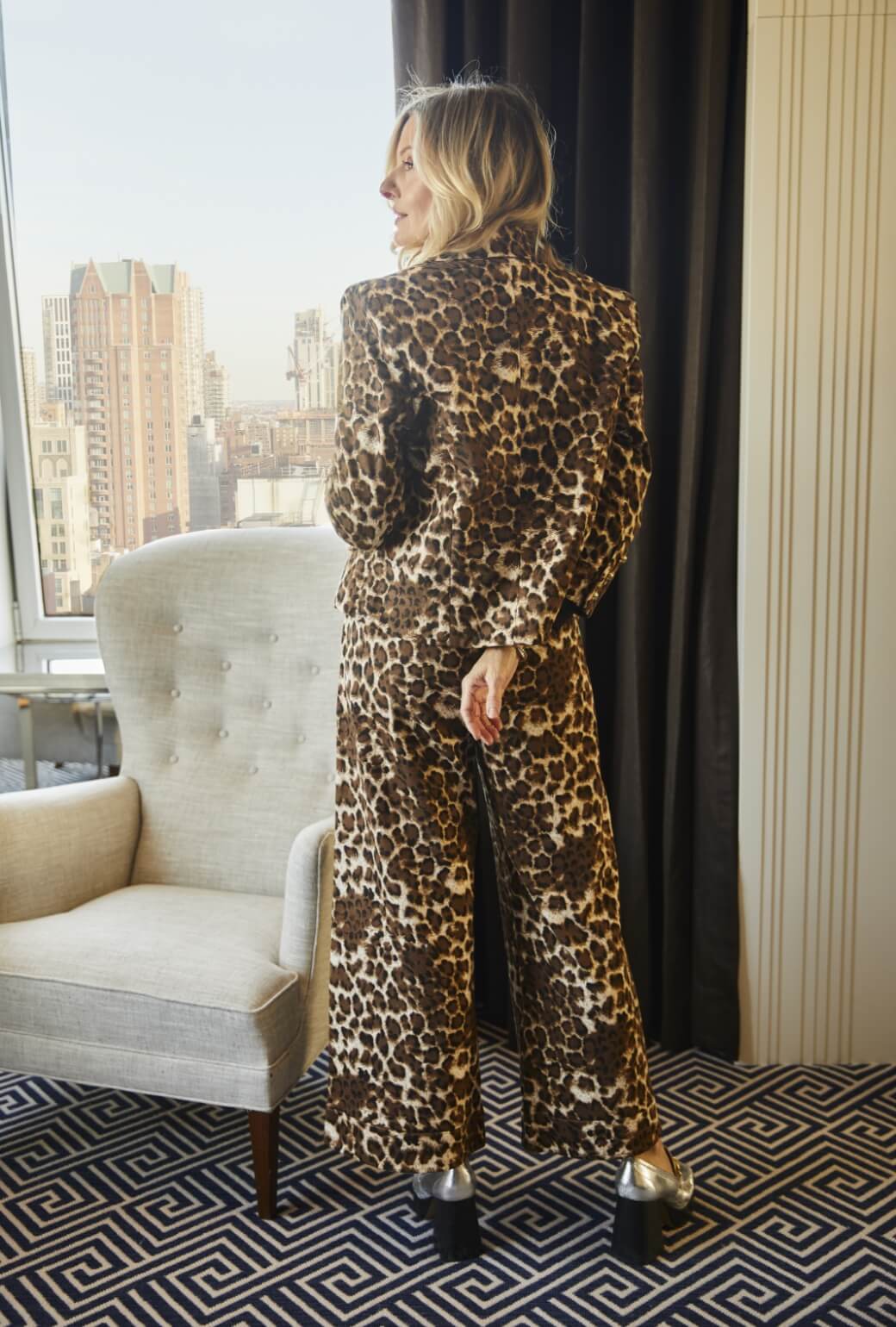 SAMPLE. Wide Leg Knit Trouser - Cheetah