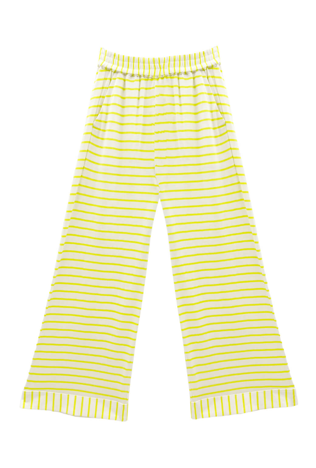 Wide Leg Knit Trouser - Citron Stripe Knit