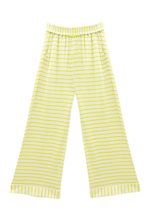 Wide Leg Knit Trouser - Citron Stripe Knit