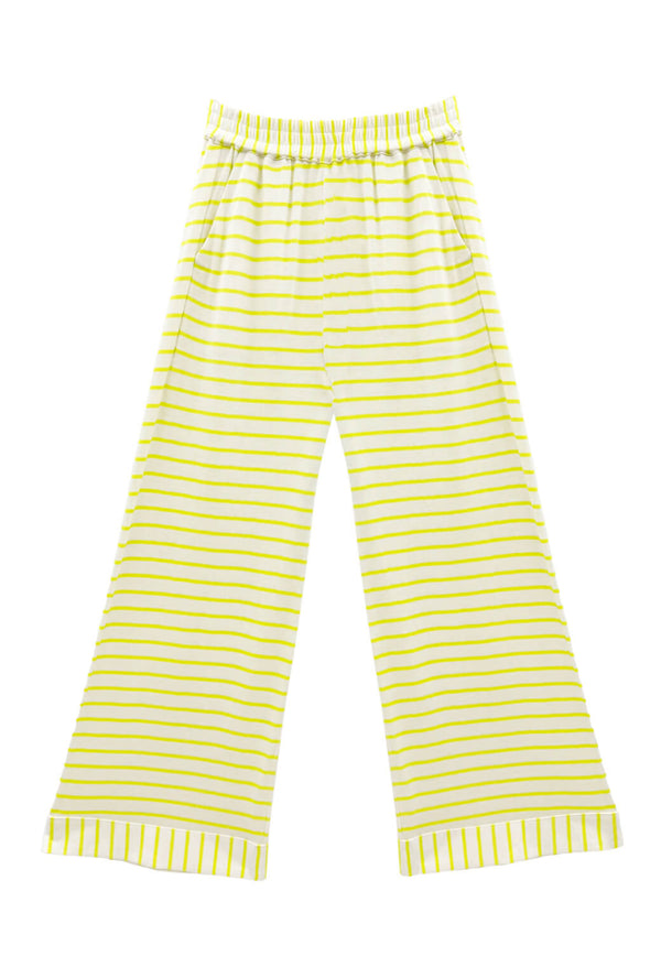 Wide Leg Knit Trouser - Citron Stripe Knit