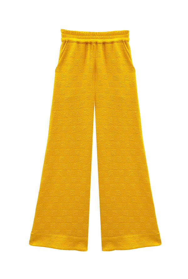 Wide Leg Knit Trouser - Marigold Jacquard Knit