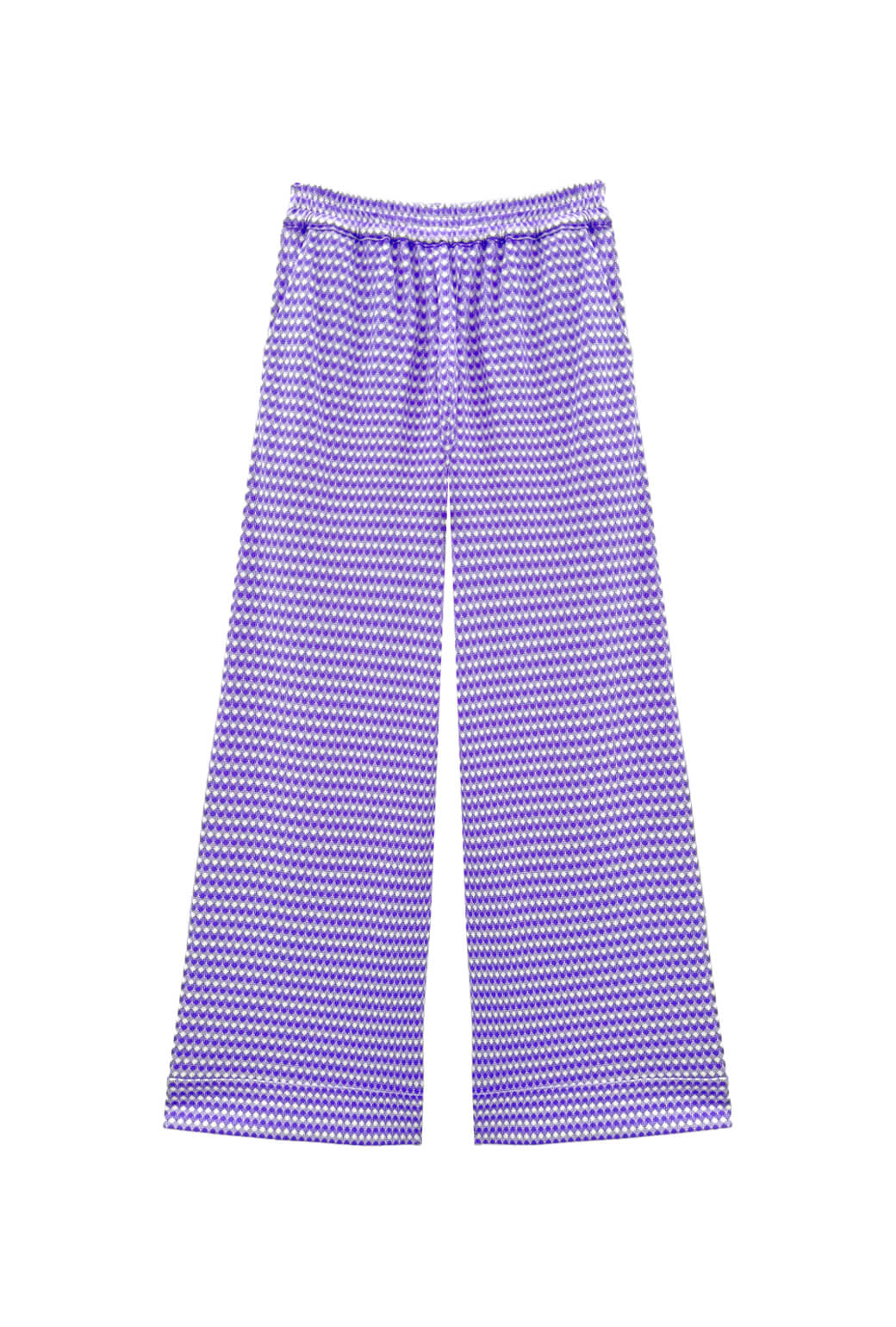Wide Leg Knit Trouser - Purple Gingham Knit
