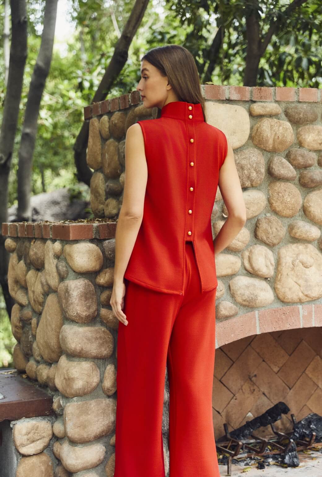 Wide Leg Knit Trouser - Tomato Knit