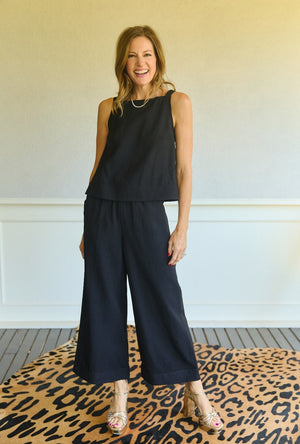 Wide Leg Trouser - Black Organza