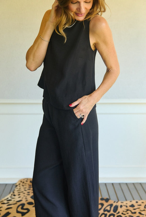 Wide Leg Trouser - Black Organza