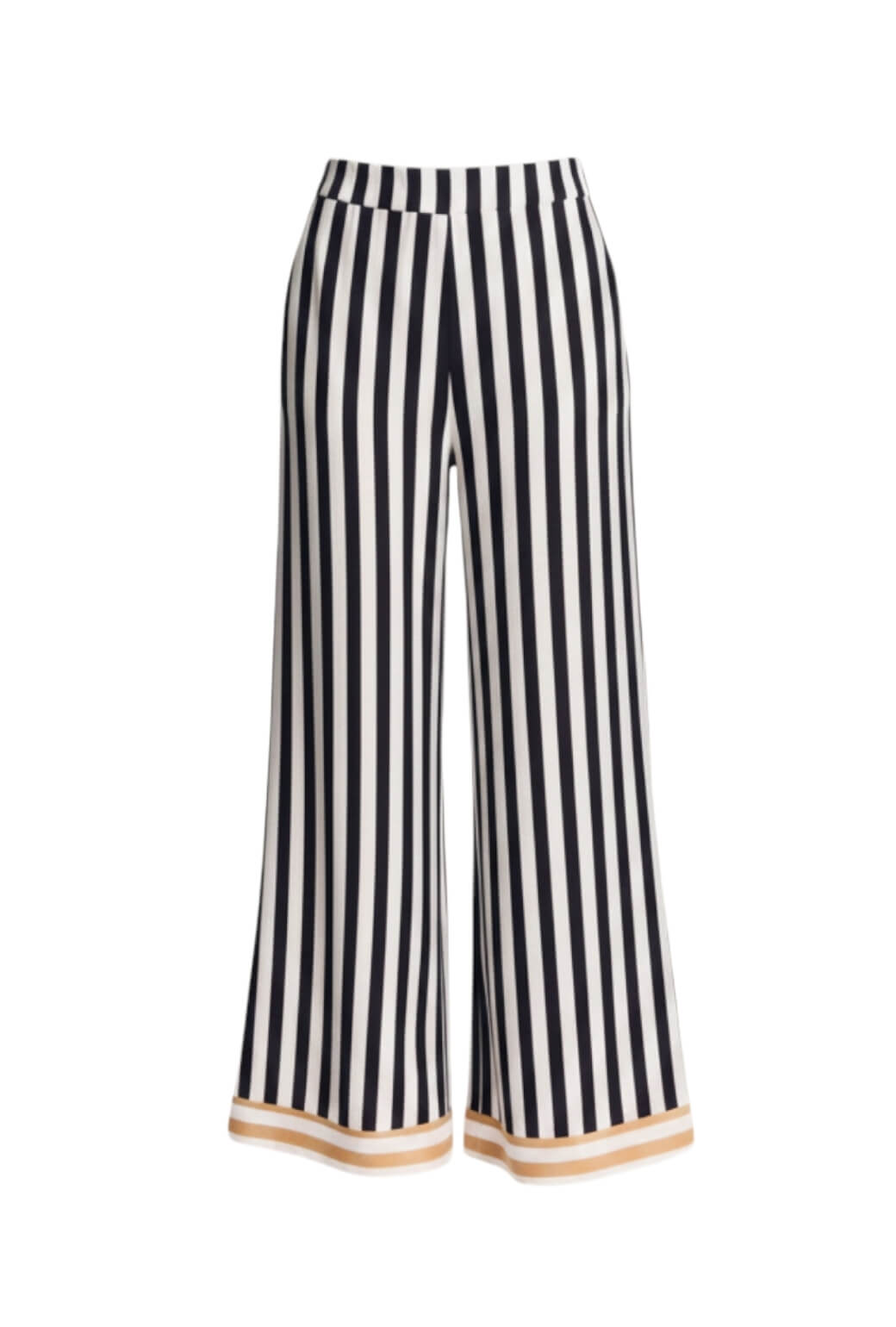 Wide Leg Trousers - Black and Sand Stripe
