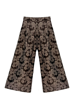 Wide Leg Trousers - Chocolate Jacquard