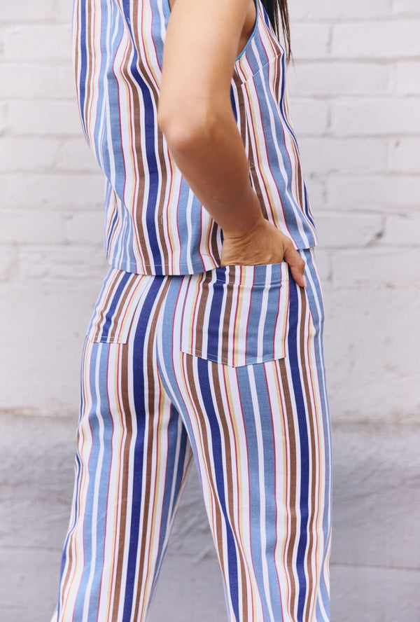 The Charlie Pant - Brown Stripe Twill