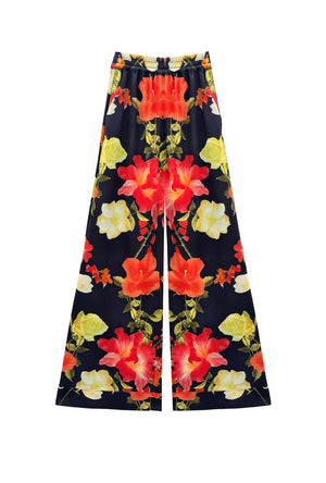 Wide Leg Trousers - Hibiscus