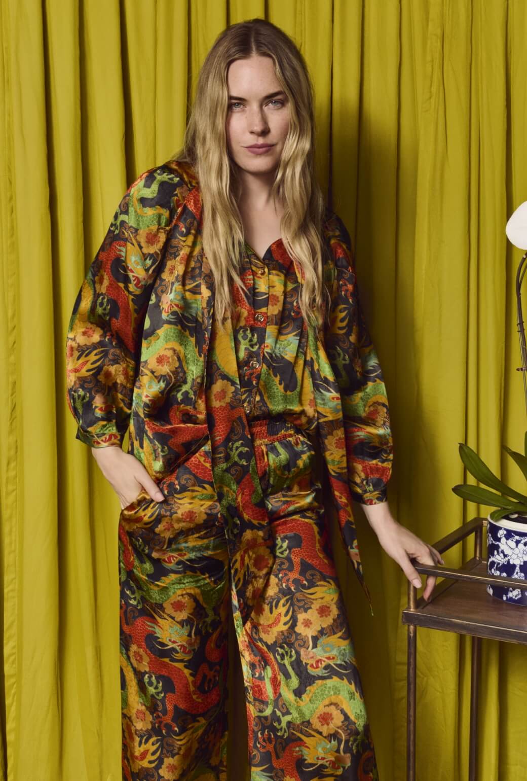 Wide Leg Trousers - Imperial Dragon