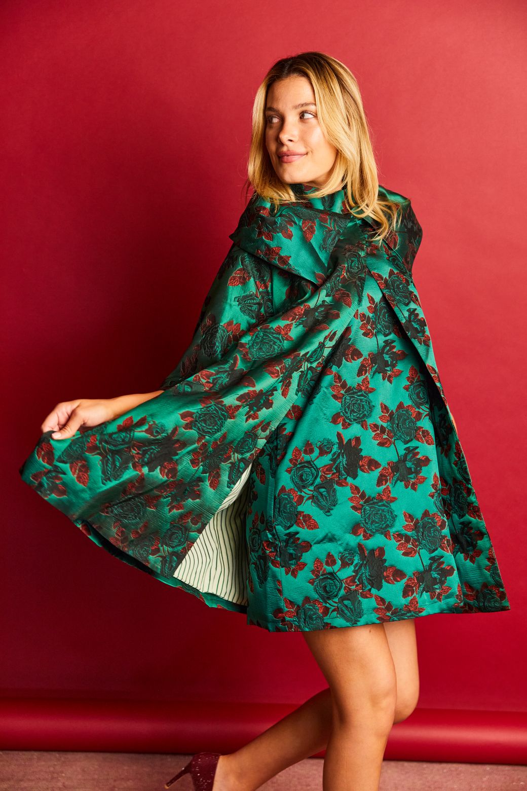 Car Coat - Moody Holiday Floral Brocade