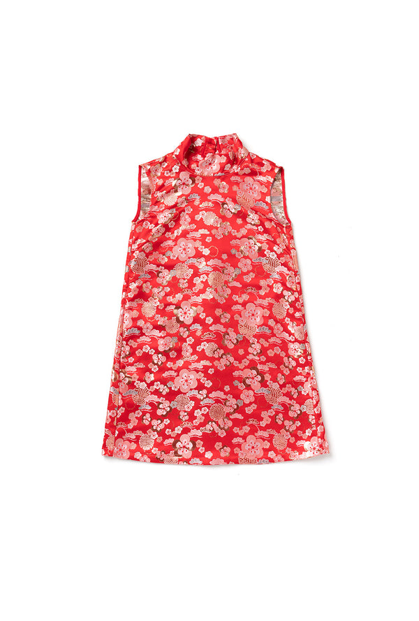 Sleeveless Mod Dress - Red Chinoiserie