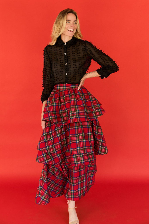 Teagan Tiered Skirt - shimmer tartan