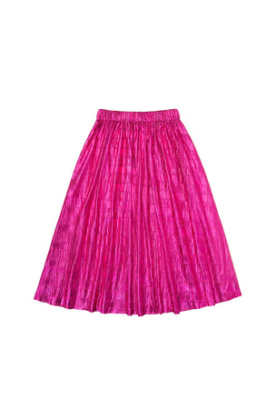 Metallic Pleated Skirt Hot Pink