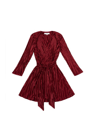 Pleated Mini Dress Crimson