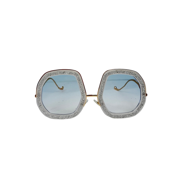 Iris Sunnies - White & Silver Glitter, image