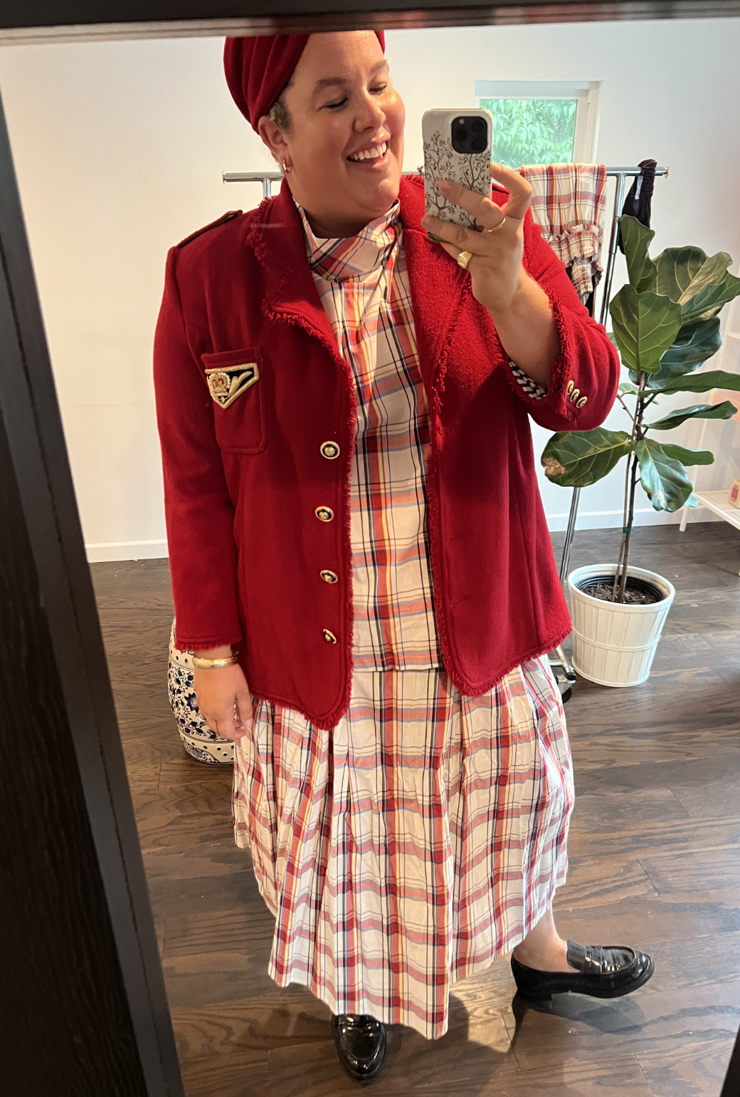 【タイムセール！】 SAMPLE - Plaid Primary - Skirt MIDI Waist Smocked Sabrina x BURU スカート