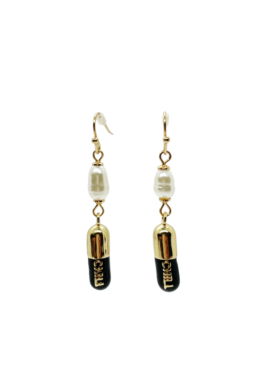 Chill Pill Earrings - Black