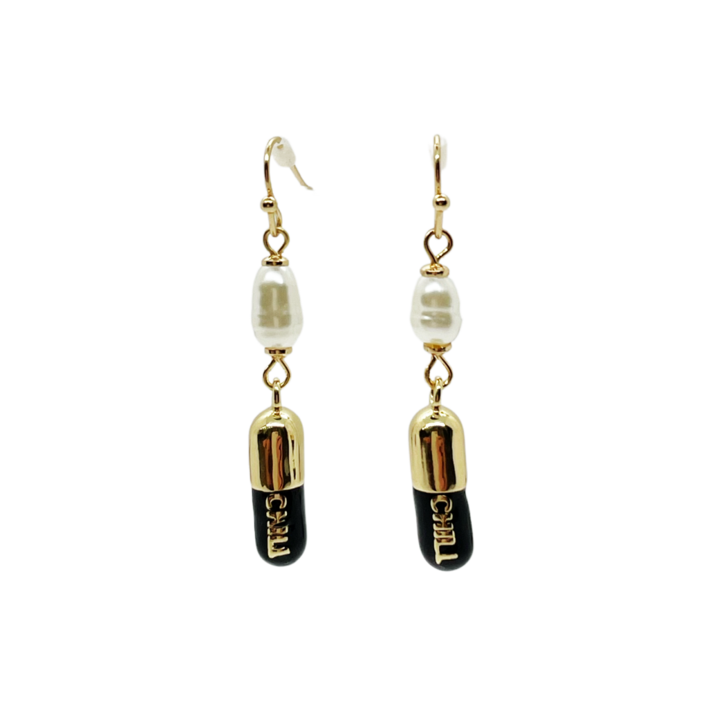 Chill Pill Earrings - Black