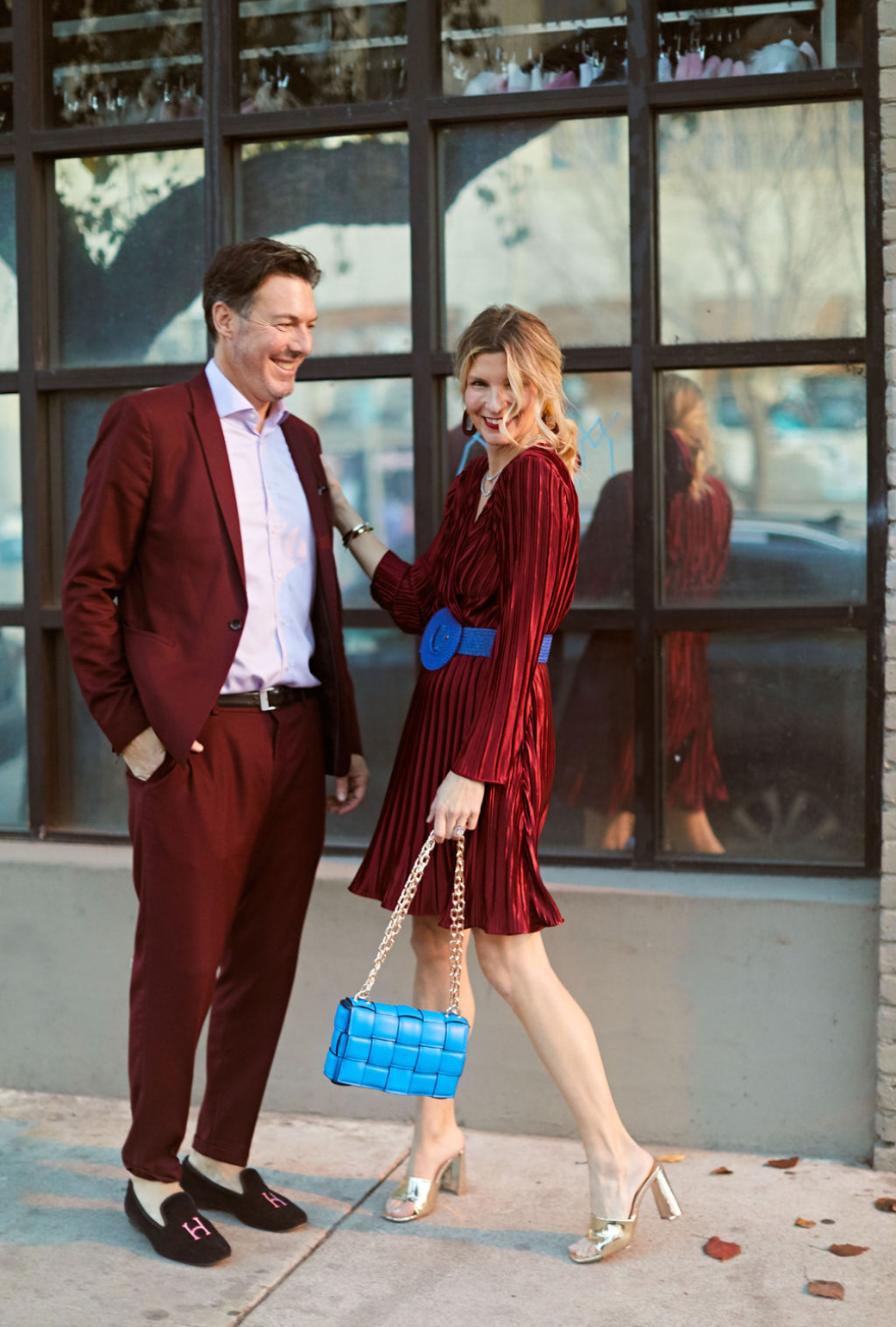 Pleated Mini Dress Crimson