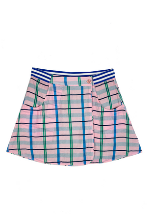 Reversible Tennis Skirt Pink Plaid & Lurex