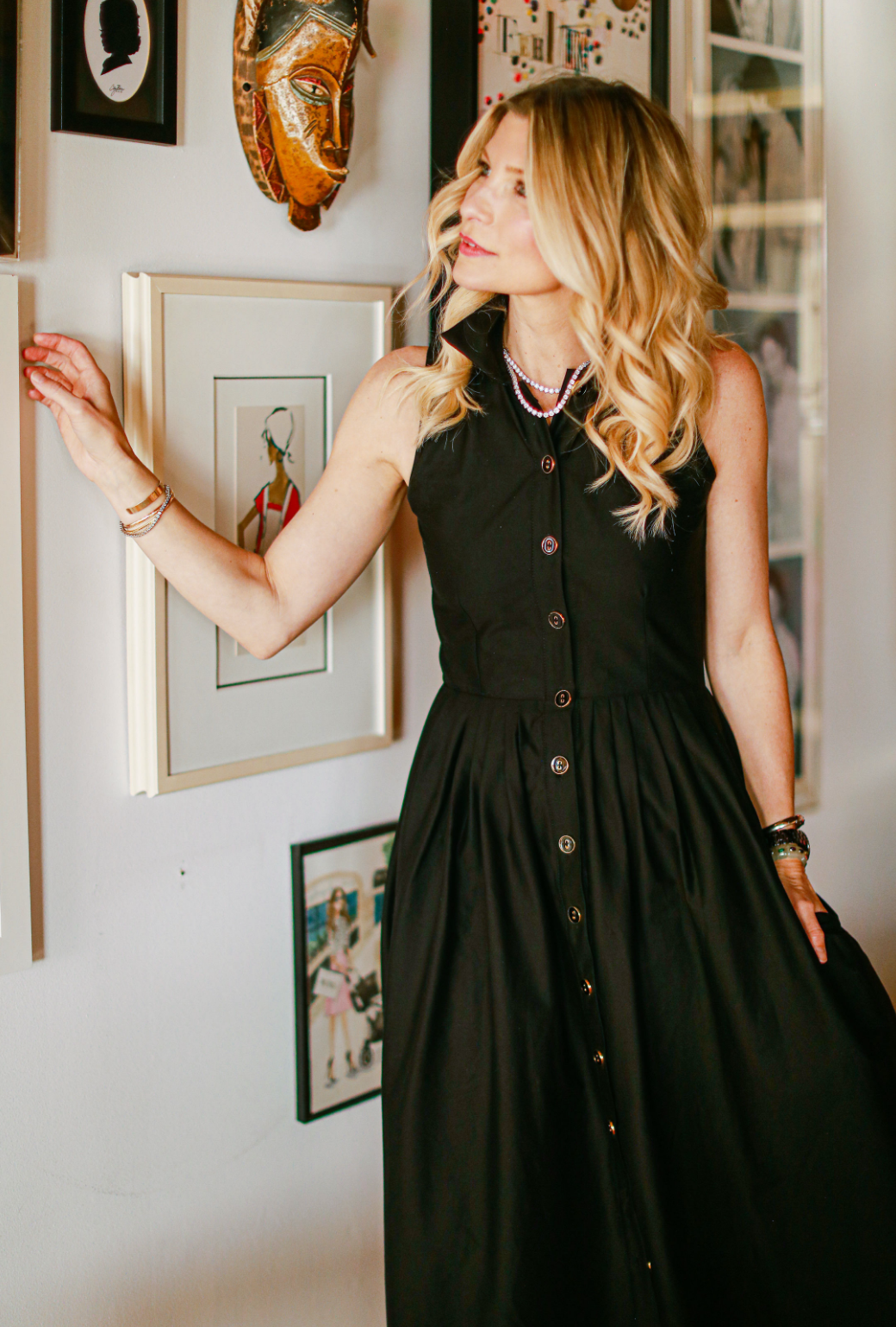 Black sleeveless 2025 shirt dress
