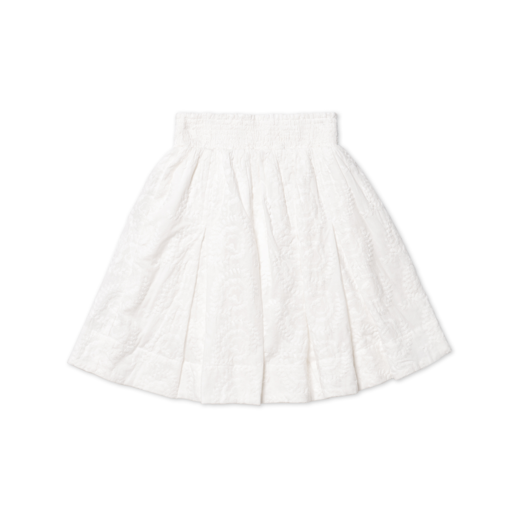 SAMPLE - Smocked Waist Skirt - White Embroidery – BURU