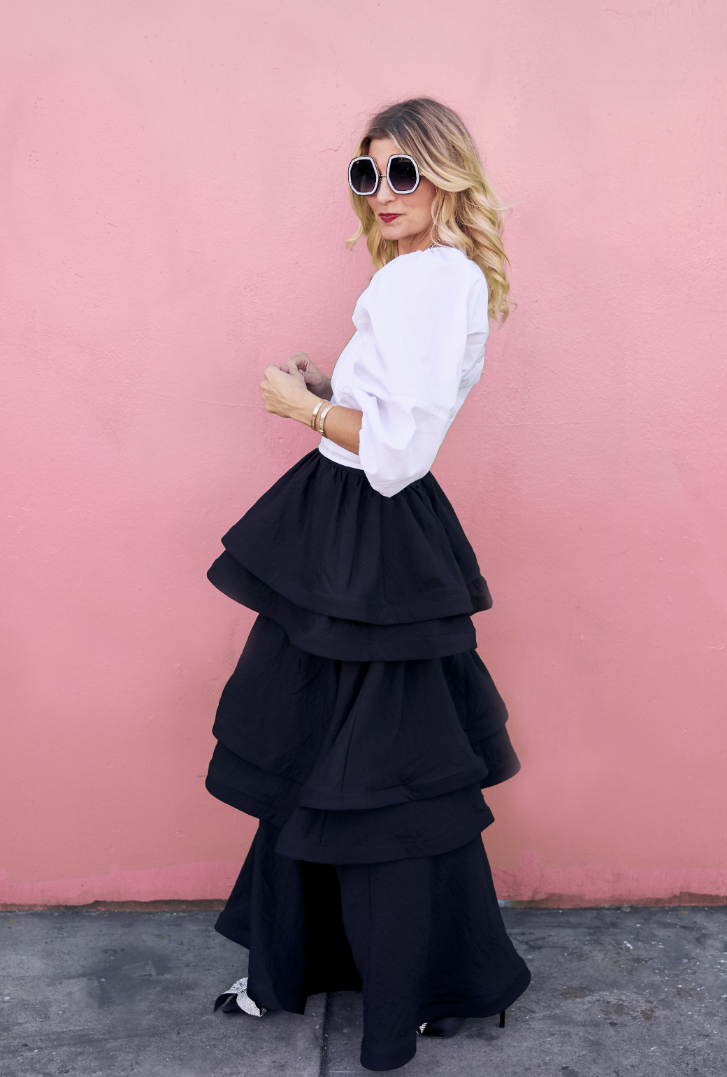 Teagan Tiered Skirt - Black