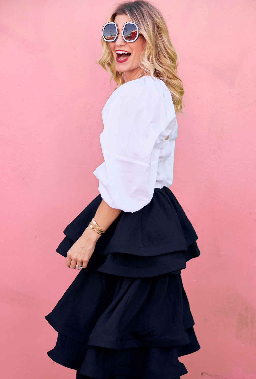 Teagan Tiered Skirt - Black