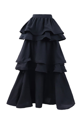Teagan Tiered Skirt - Black – BURU