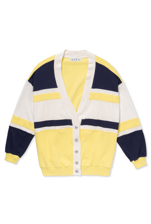 Tennis Cardigan - Yellow Colorblock