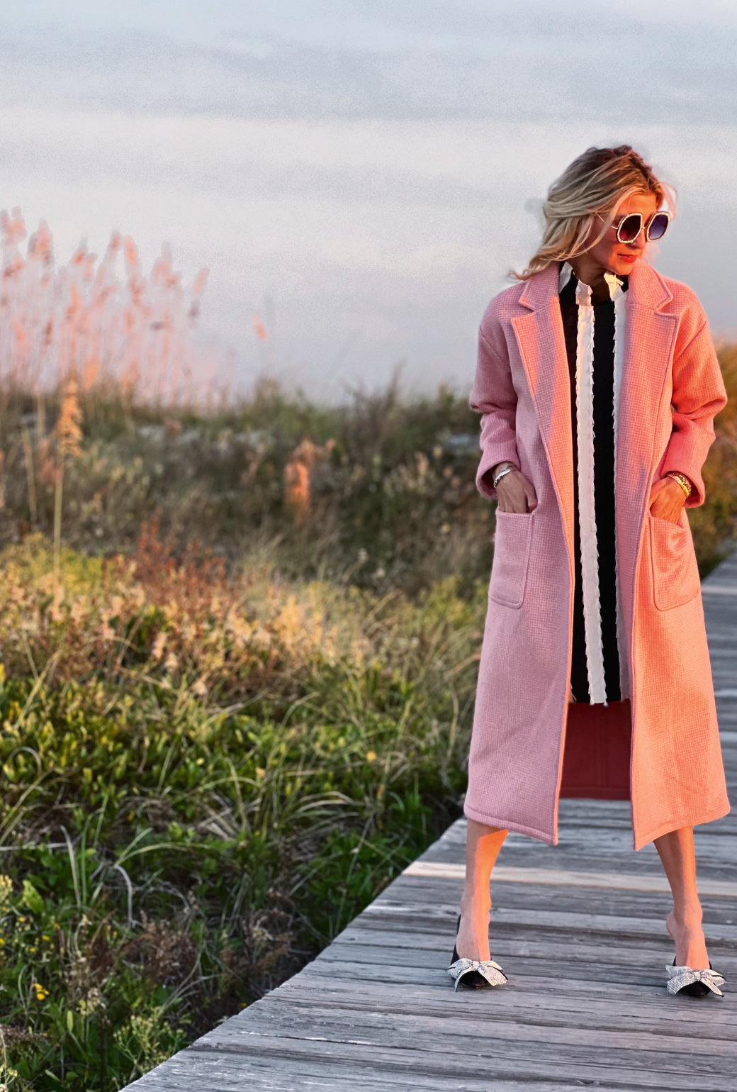 Pink herringbone best sale coat