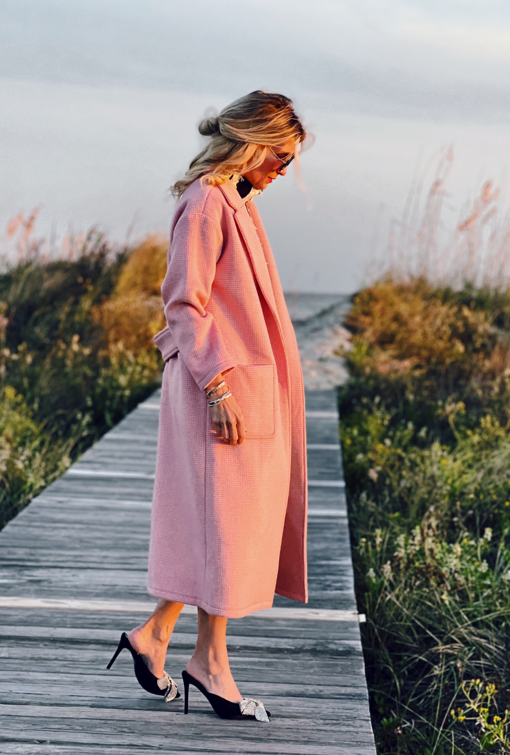 Open Car Coat Blush Herringbone BURU