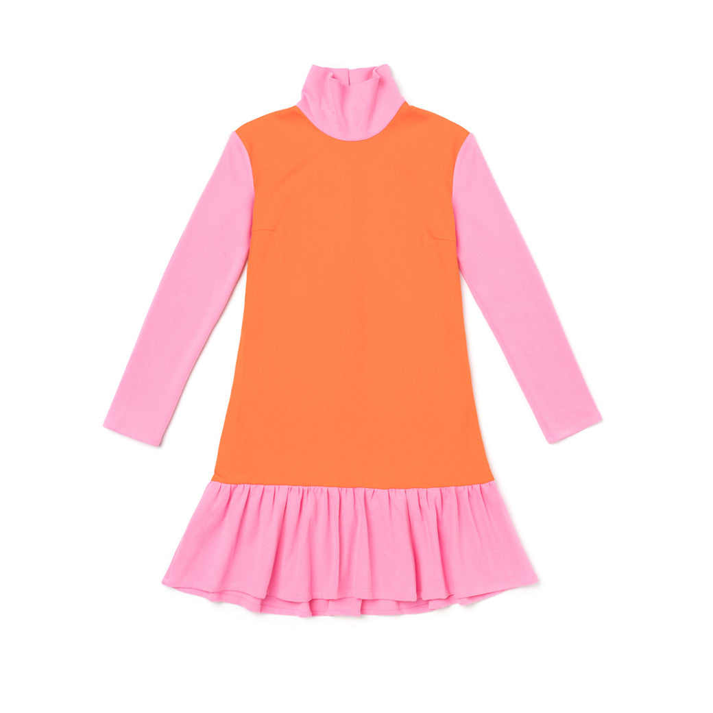 Sample - Side Zip Turtleneck Dress MINI - Color Block - Final Sale
