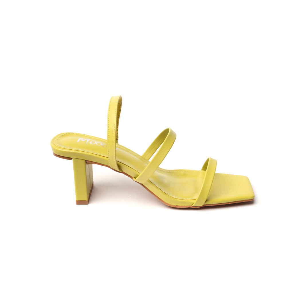 Square Toe Sandals Heel Strap - Chartreuse